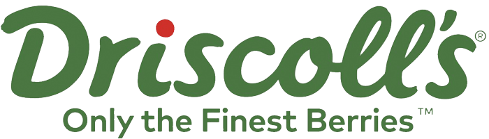 Enlace del logotipo al sitio web de Driscoll. Lema del logotipo: Solo las bayas más finas.
